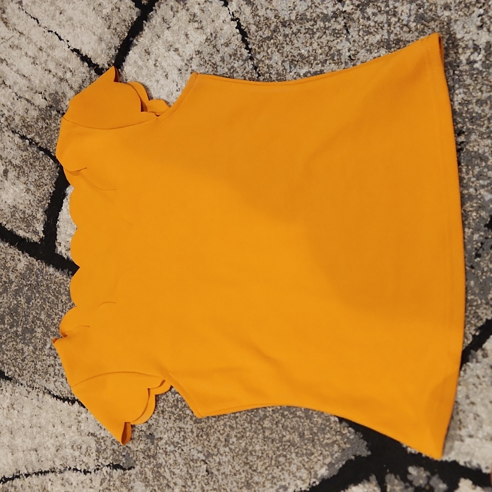 SHEIN Scalloped Short Sleeve Blouse - Orange